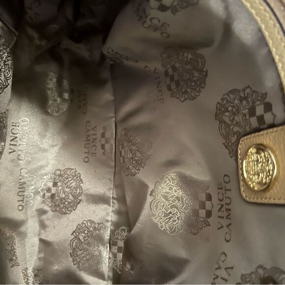 - Vince camuto medium size bag. Tan suede and leather gold hardware. - Picture 7 of 11